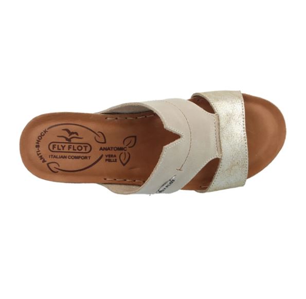 See the Beige Leather Slide Women Sandals With Anti-Shock Cushioned Leather Insole in the colour BEIGE, available in various sizes
