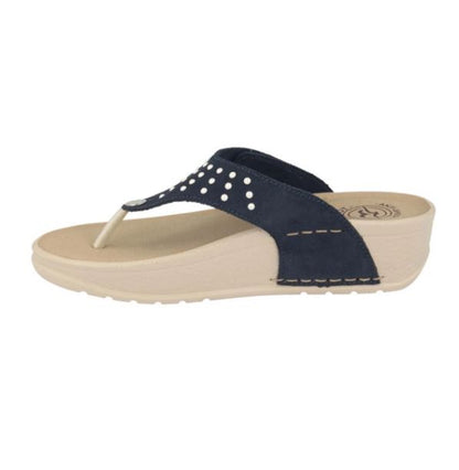 See the Velcro Leather Flip Flops With Faux Leather Insole in the colour BLUE, available in various sizes