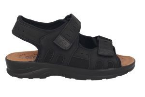 See the Velcro Double Back Strap Men Sandals With Soft Microfiber Upper in the colour BLACK, available in various sizes