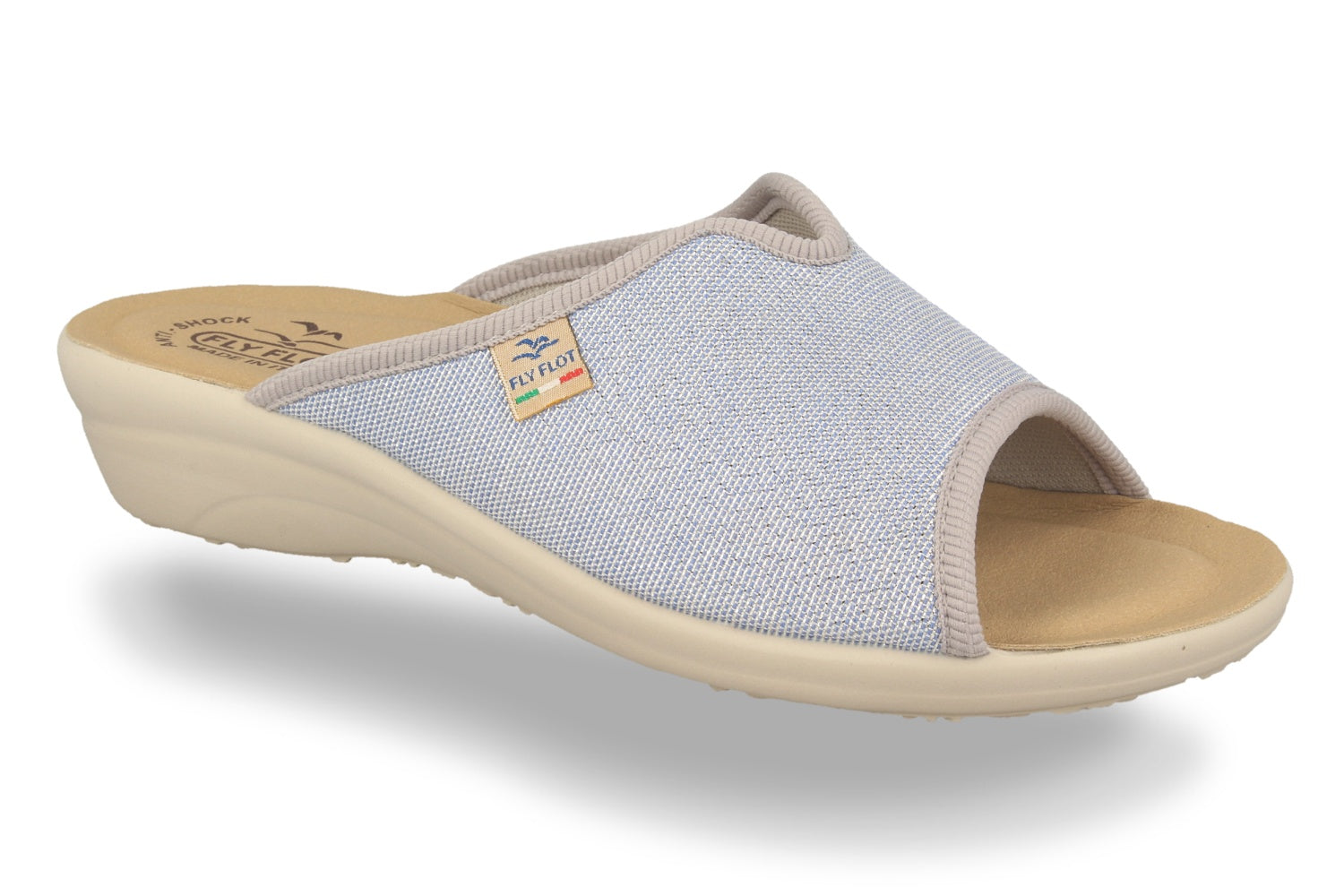 See the Soft Microfiber Cloth Slide Women Sandals in the colour BEIGE, available in various sizes