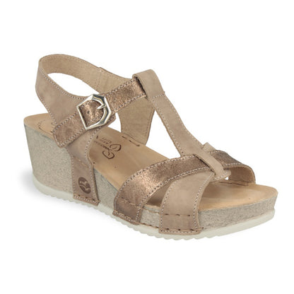 See the Leather Strappy Wedge Back Strap Women Sandals With Anti-Shock Cushioned Leather Insole in the colour TAUPE, available in various sizes