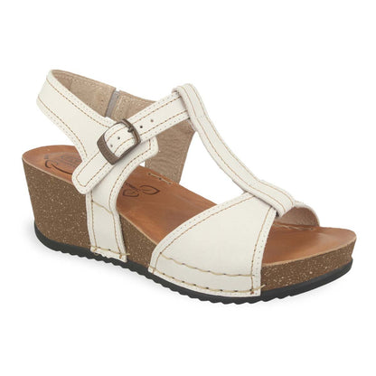See the Leather Buckle  Wedge Back Strap With Anti-Shock Cushioned Leather Insole in the colour BEIGE, available in various sizes