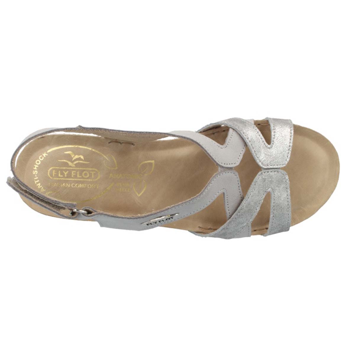 See the Light Grey Velcro Back Strap Women Sandals With Anti-Shock Cushioned Leather Insole in the colour LIGHT GREY, available in various sizes