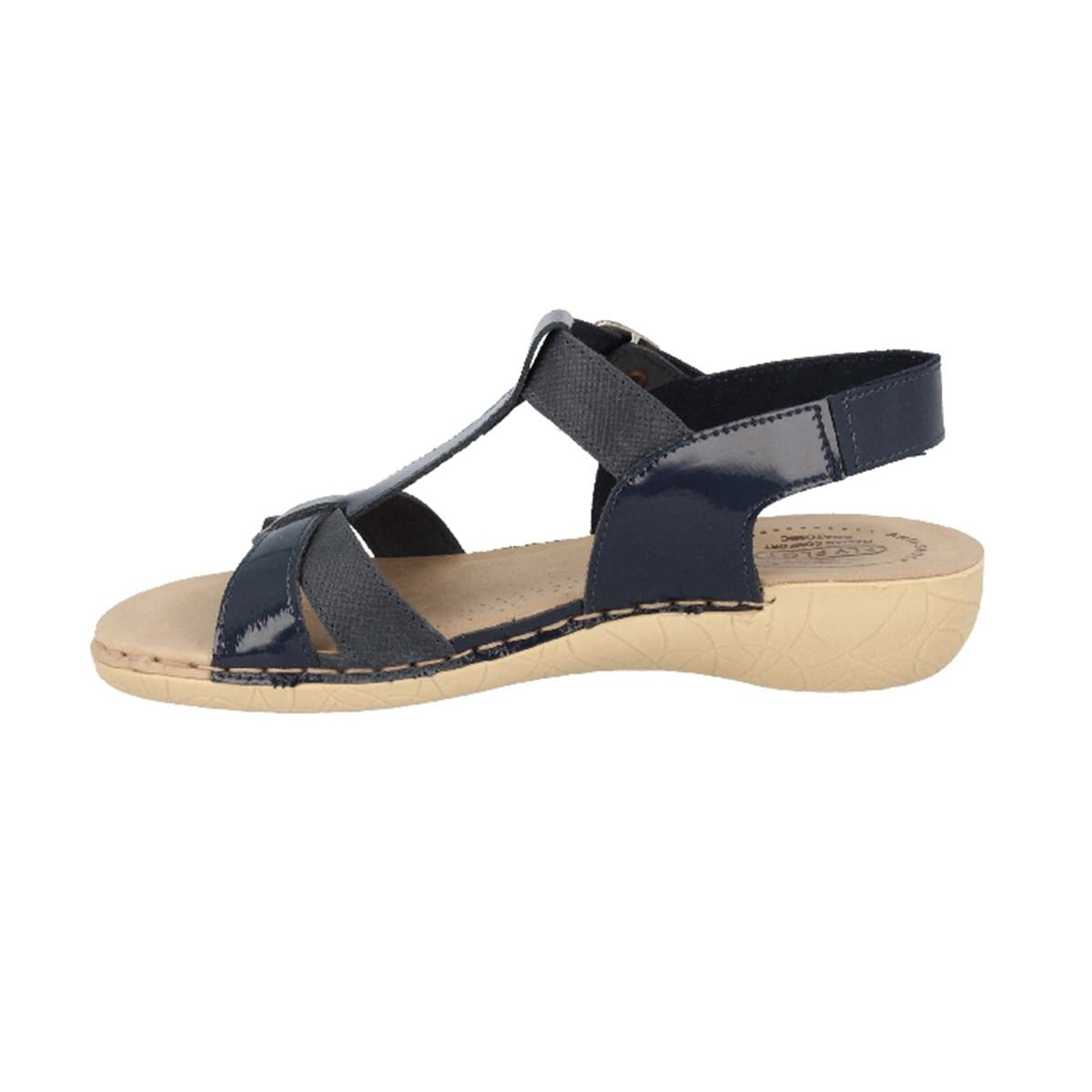 See the Blue Leather Back Strap Women Sandals in the colour BLUE, available in various sizes