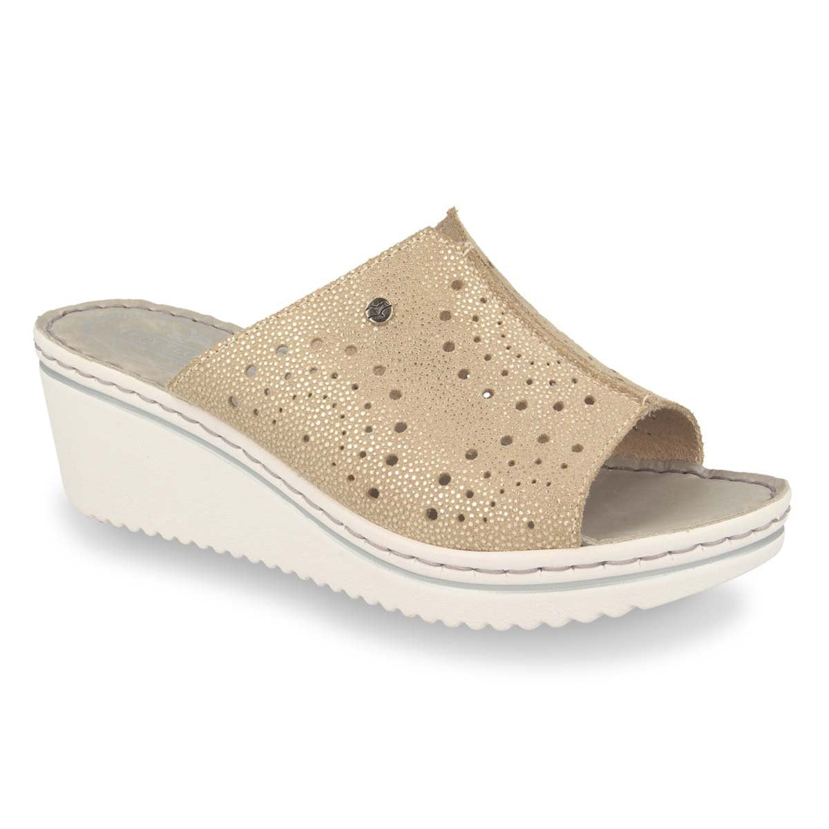 See the Trendy Wedge With Anti-Shock Cushioned Leather Insole in the colour BEIGE, available in various sizes