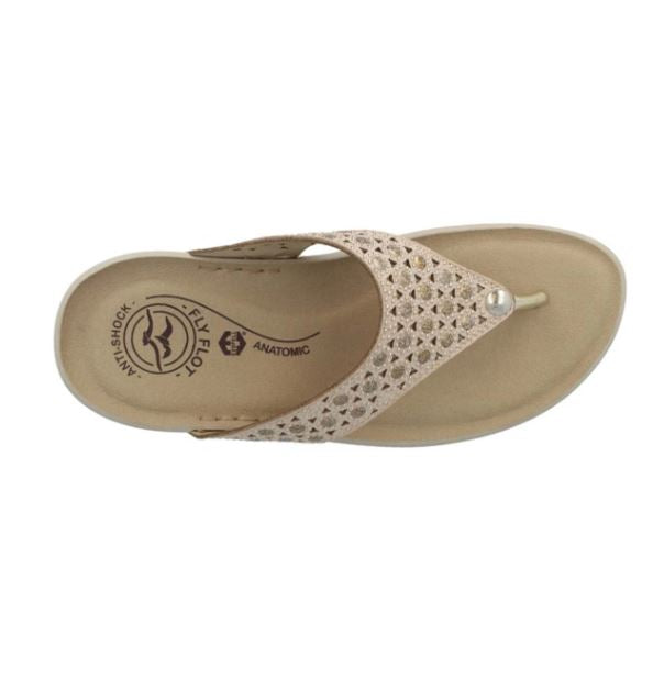 See the Embellished Flip Flops With Faux Leather Insole in the colour BEIGE, available in various sizes