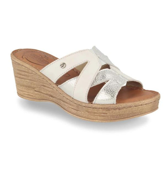 See the Light Grey Leather Strappy Wedge Sandals in the colour LIGHT GREY, available in various sizes