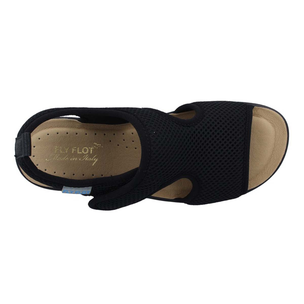 See the Velcro Back Strap Cloth Women Sandals With Anti-Shock Microfiber Insole in the colour BLACK, available in various sizes