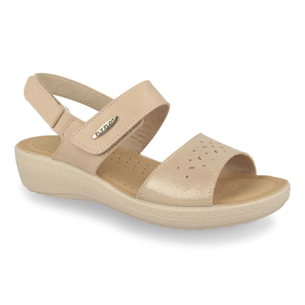 See the Soft Microfiber Back Strap Women Sandals With Anti-Shock Cushioned Leather Insole in the colour BEIGE, available in various sizes