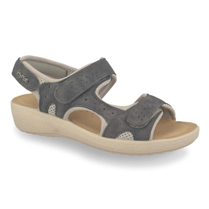 See the Velcro Cushioned Back Strap Women Sandals With Faux Leather Insole in the colour BLUE, available in various sizes
