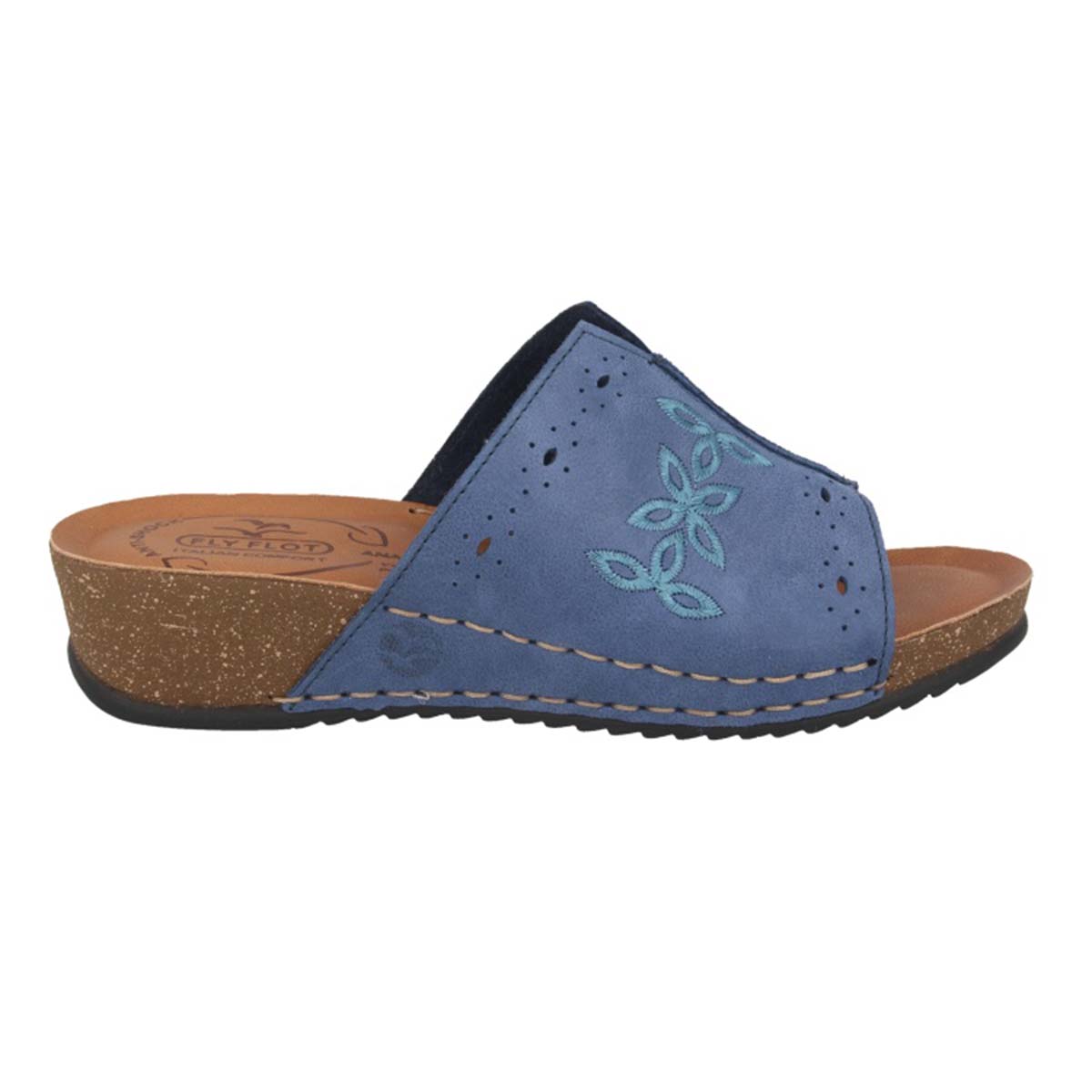 See the Leather Wedge With Anti-Shock Cushioned Leather Insole in the colour BLUE, available in various sizes