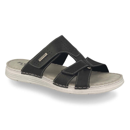 See the Trendy Velcro Slide Men Sandals in the colour BLACK, available in various sizes