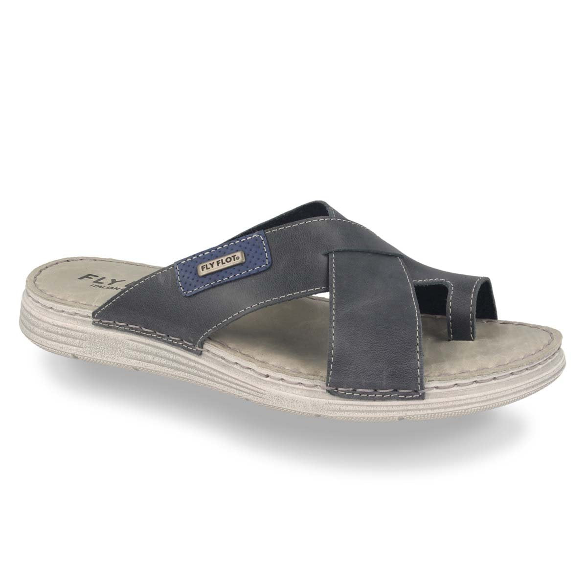 See the Trendy Leather Slide Men Sandals in the colour BLACK, available in various sizes