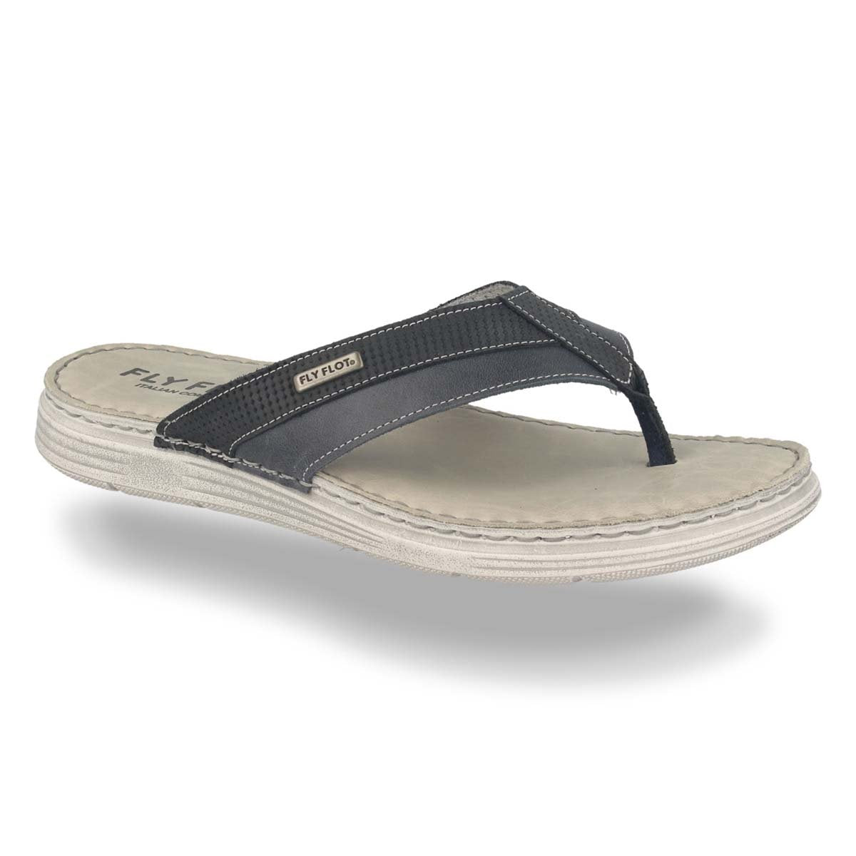 See the Trendy Leather Open Toe Flip Flops Men Sandals in the colour BLACK, available in various sizes