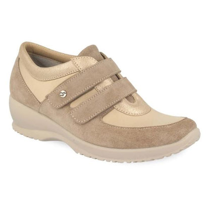 See the Beige Double Strap Velcro Sneakers Women Shoes in the colour BEIGE, available in various sizes