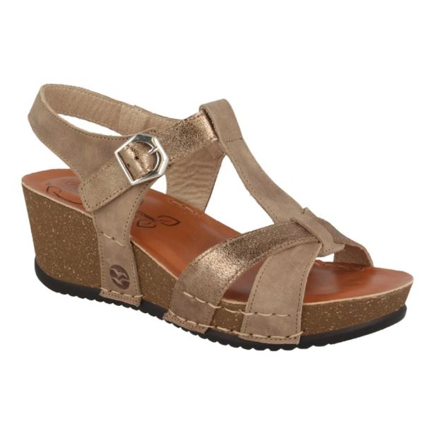 See the Taupe Leather Strappy Wedge Back Strap Women Sandals With Anti-Shock Cushioned Leather Insole in the colour TAUPE, available in various sizes
