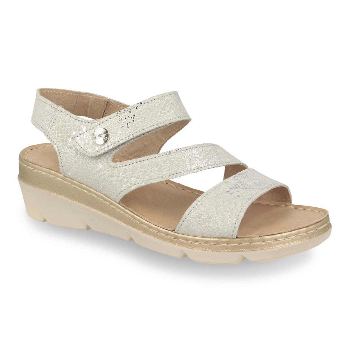 See the Velcro Leather Strappy Back Strap Women Sandals in the colour BEIGE, available in various sizes