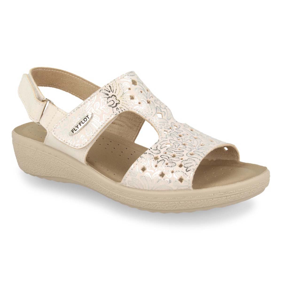 See the Velcro With Back Strap Women Sandals With Microfiber Upper And Faux Leather Insole in the colour BEIGE, available in various sizes