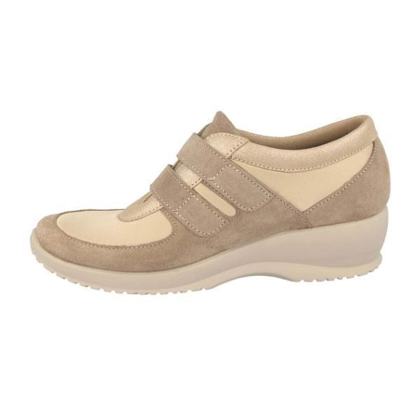 See the Beige Double Strap Velcro Sneakers Women Shoes in the colour BEIGE, available in various sizes
