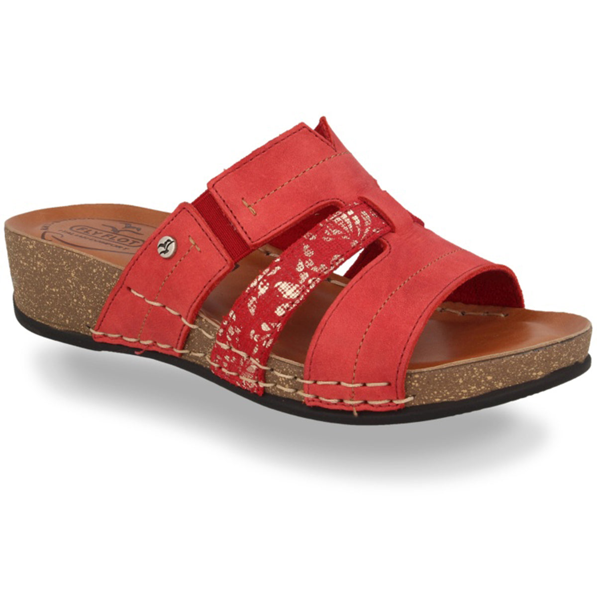 See the Red Leather Slide Women Sandals With Anti-Shock Cushioned Leather Insole in the colour RED, available in various sizes