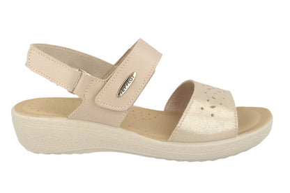 See the Soft Microfiber Back Strap Women Sandals With Anti-Shock Cushioned Leather Insole in the colour BEIGE, available in various sizes