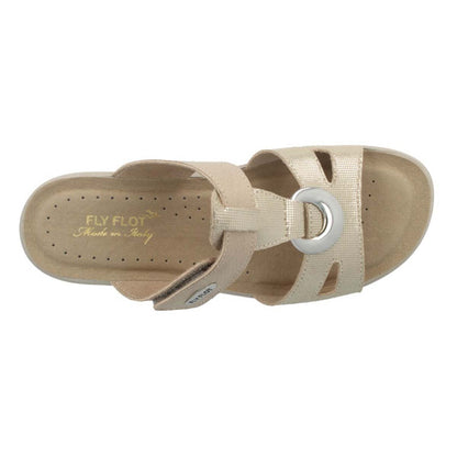 See the Velcro Strap Slide Women Sandals With Anti-Shock Cushioned Leather Insole in the colour BEIGE, available in various sizes