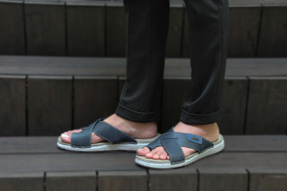 Trendy Leather Slide Men Sandals