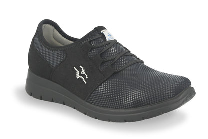 See the Stretch Microfiber Sneakers Women Shoes in the colour BLACK, available in various sizes