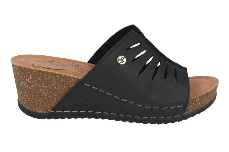 See the Leather Wedge With Anti-Shock Cushioned Leather Insole in the colour BLACK, available in various sizes