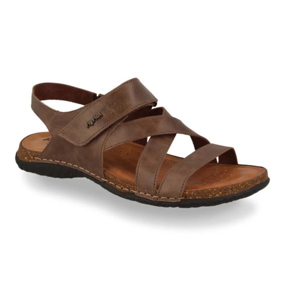 See the Dark Brown Leather Velcro With Back Strap Men Sandals in the colour DARK BROWN, available in various sizes