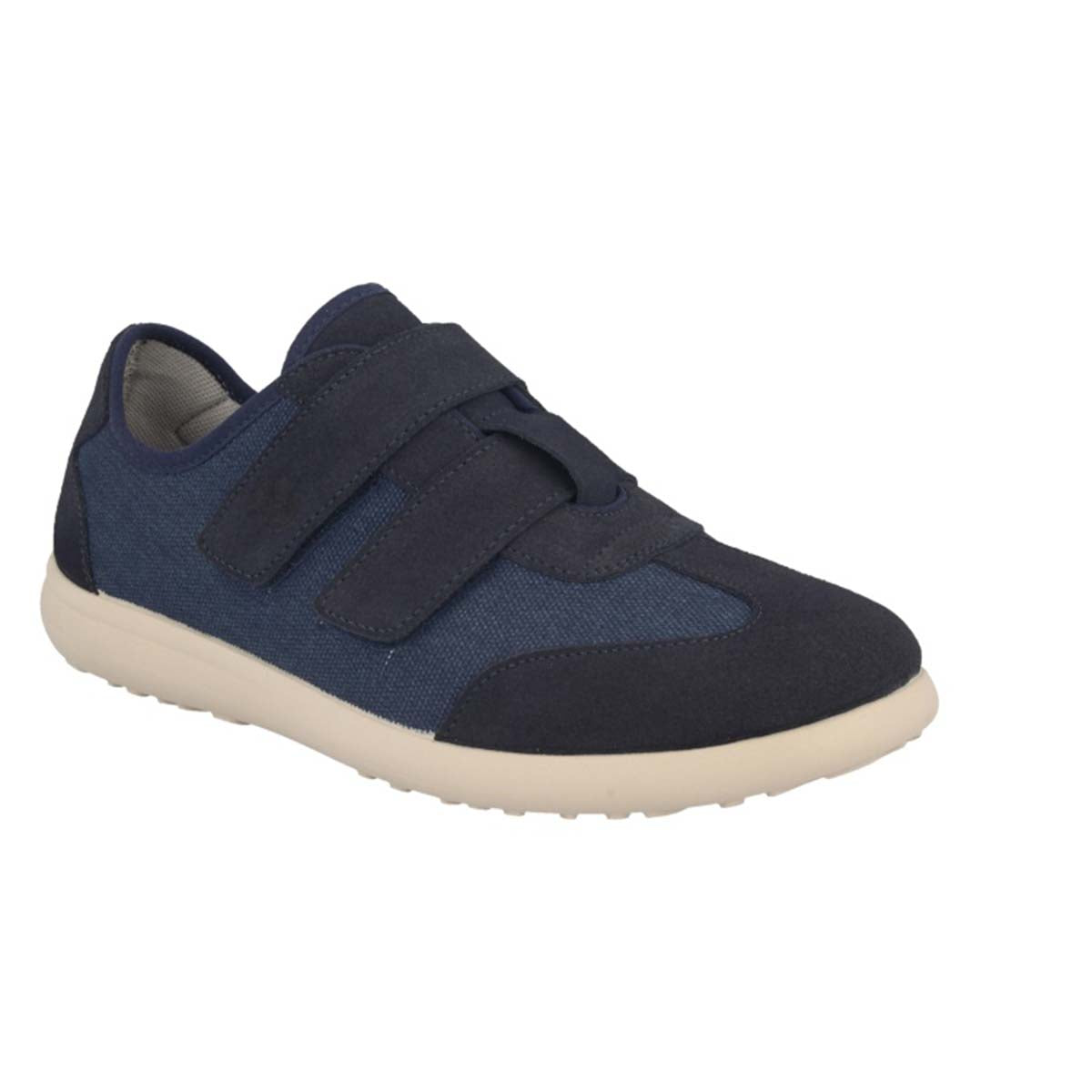 See the Blue Velcro Double Cloth Strap Sneakers Men Shoes in the colour BLUE, available in various sizes
