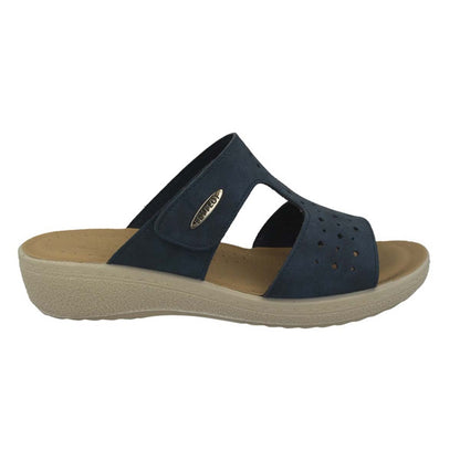 See the Velcro Strap Slide Women Sandals With Anti-Shock Microfiber Insole in the colour BLACK, available in various sizes