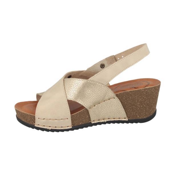 See the Crossover Leather Wedge Back Strap Women Sandals in the colour BEIGE, available in various sizes